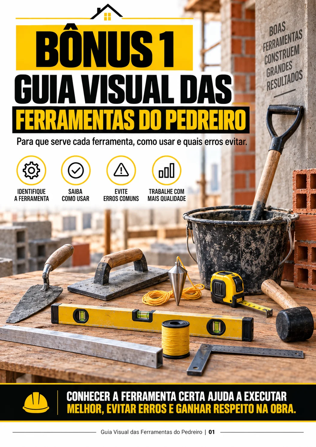 Bônus 1: guia visual das ferramentas do pedreiro